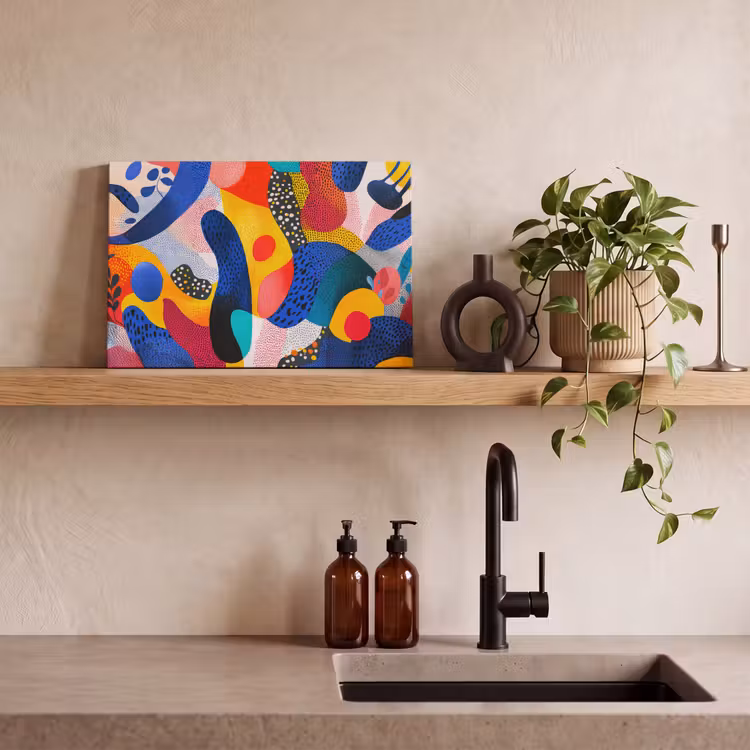 Vormen - Abstract - Stippels - Blauw canvas 2cm klein -closeup_print_DE