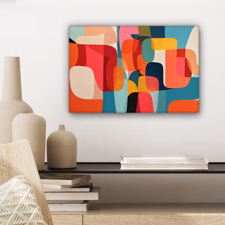 Vormen - Kleurrijk - Abstract - Vlakken canvas 2cm klein -closeup_print_DE