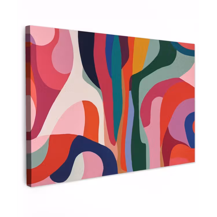 Vormen - Bochten - Kleurrijk - Abstract canvas 2cm klein -z3d