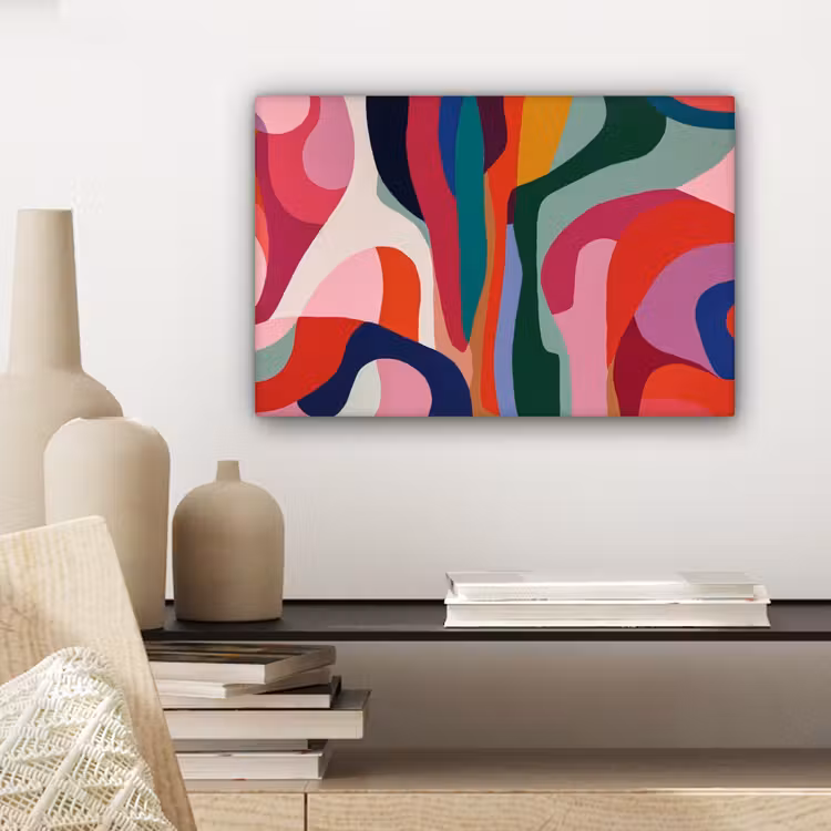 Vormen - Bochten - Kleurrijk - Abstract canvas 2cm klein -closeup_print_DE