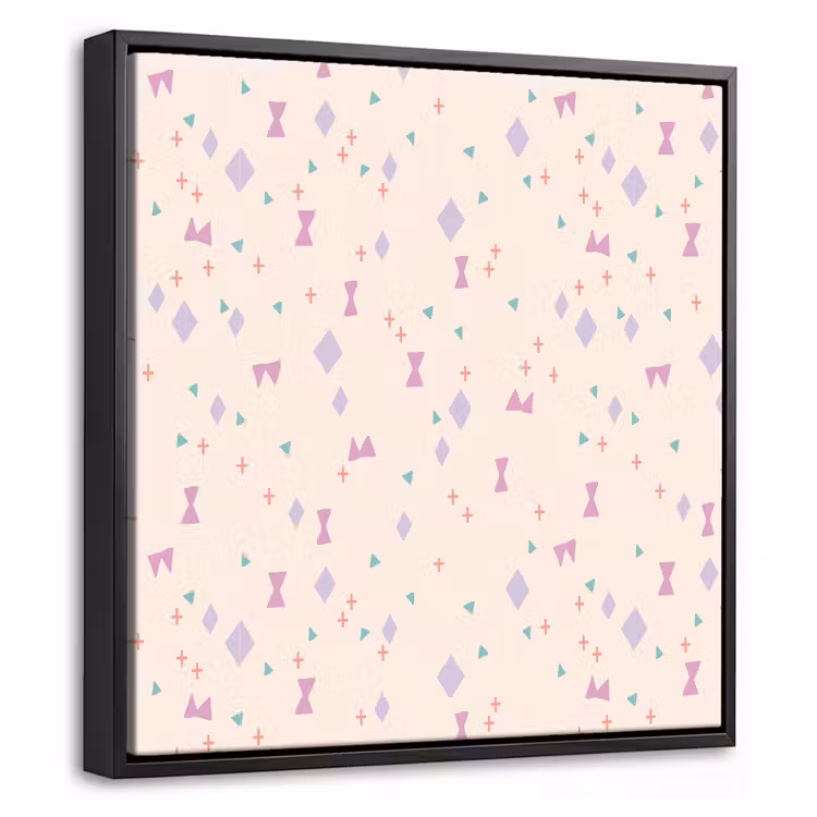 Vormen - Zalmroze - Patroon Canvas met baklijst klein 1124 -threedimensional_3d_global
