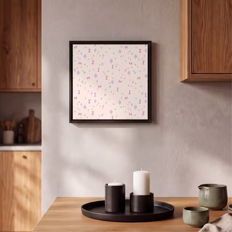 Vormen - Zalmroze - Patroon Canvas met baklijst klein 1124 -atmosphere_sfeer2_global