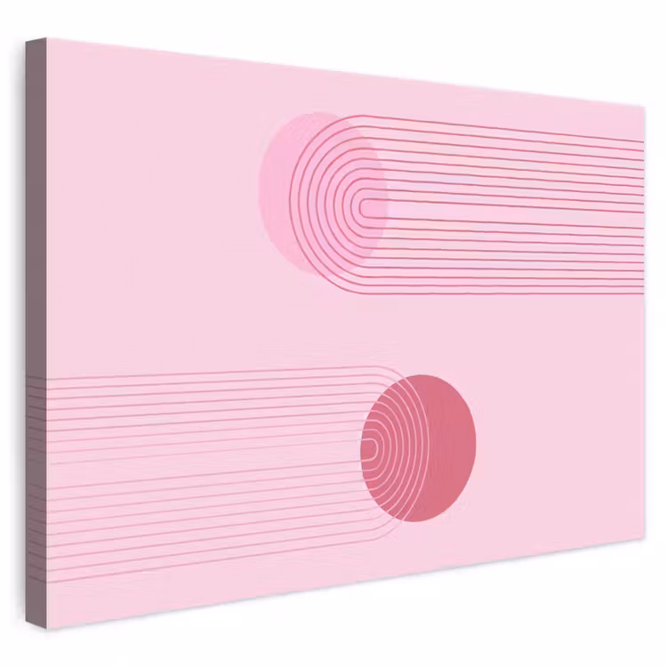 Vormen - Lijnen - Minimalistisch - Roze canvas 2cm klein -3d