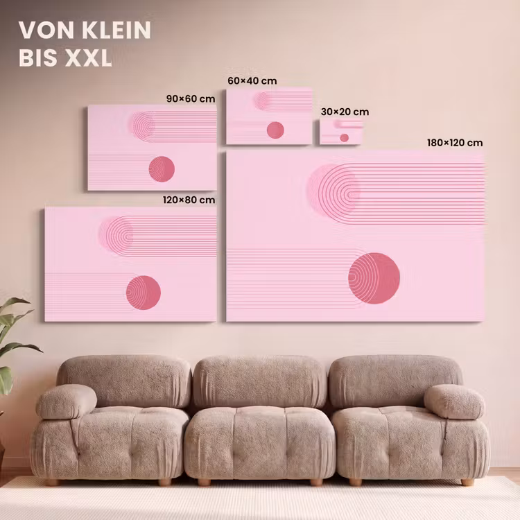 Vormen - Lijnen - Minimalistisch - Roze canvas 2cm klein -Xsfeer8_DE