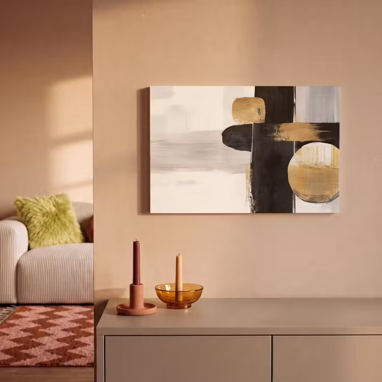Vormen - Penseelstreken - Abstract - Goud canvas 2cm klein -sfeer1