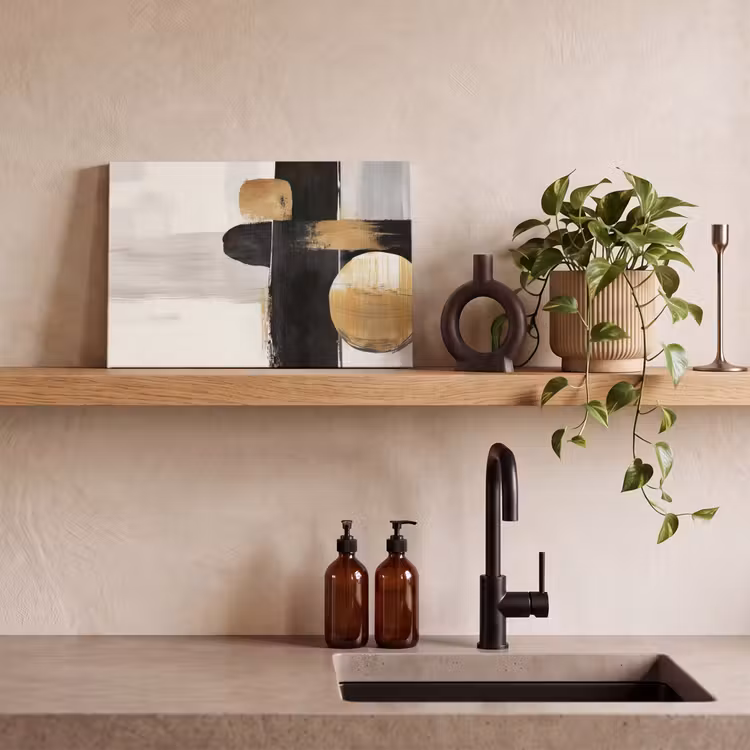 Vormen - Penseelstreken - Abstract - Goud canvas 2cm klein -closeup_print_DE