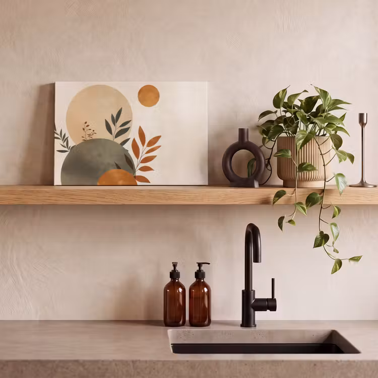 Vormen - Rond - Bladeren - Beige canvas 2cm klein -sfeer3