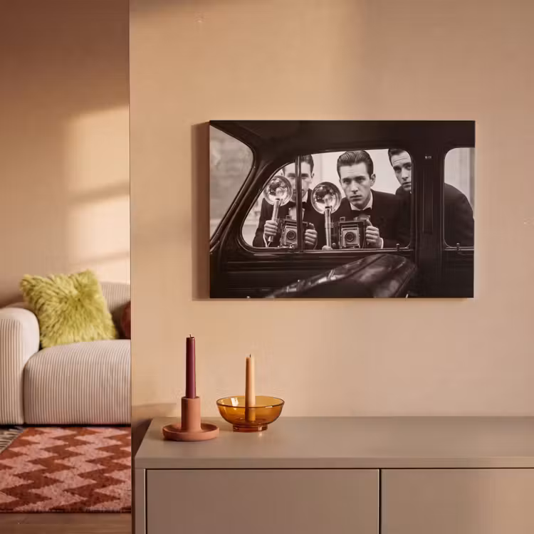 Fotograaf - Camera - Vintage - Journalistiek - Zwart-wit canvas 2cm klein -sfeer1