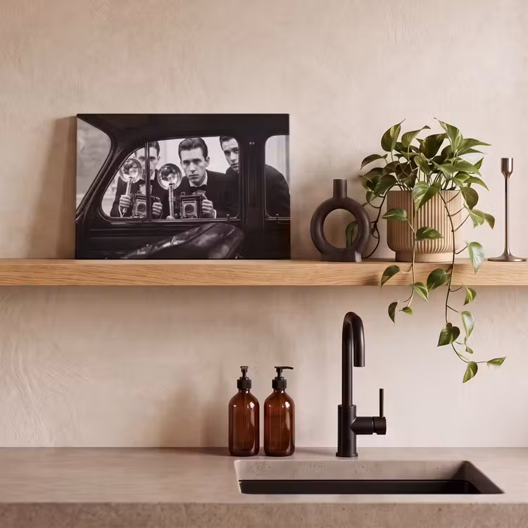Fotograaf - Camera - Vintage - Journalistiek - Zwart-wit canvas 2cm klein -sfeer3