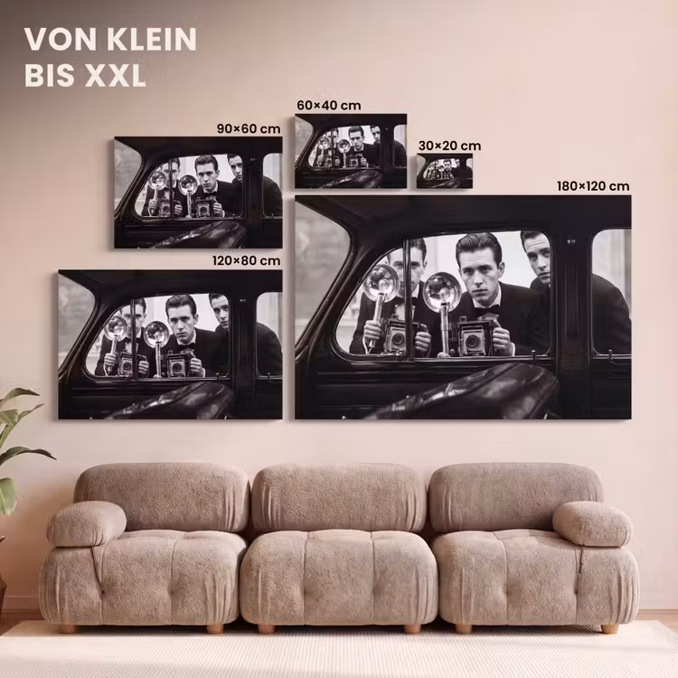 Fotograaf - Camera - Vintage - Journalistiek - Zwart-wit canvas 2cm klein -Xsfeer8_DE