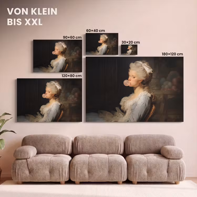 Vrouw - Barokjurk - Kauwgom canvas 2cm klein -Xsfeer8_DE