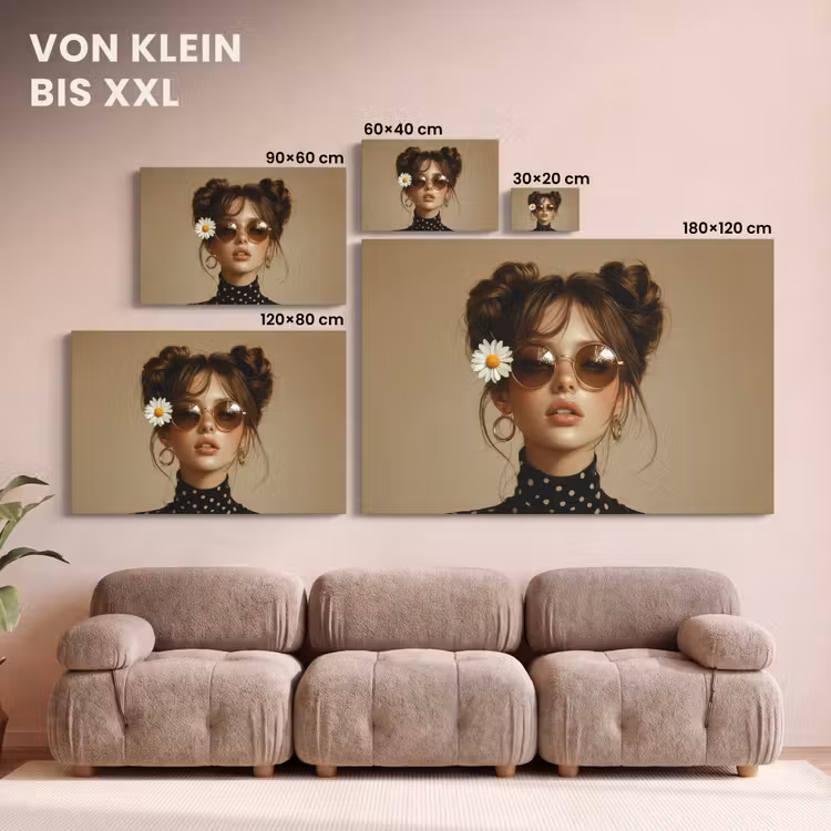 Vrouw - Beige - Bloem - Modern - Portret canvas 2cm klein -Xsfeer8_DE