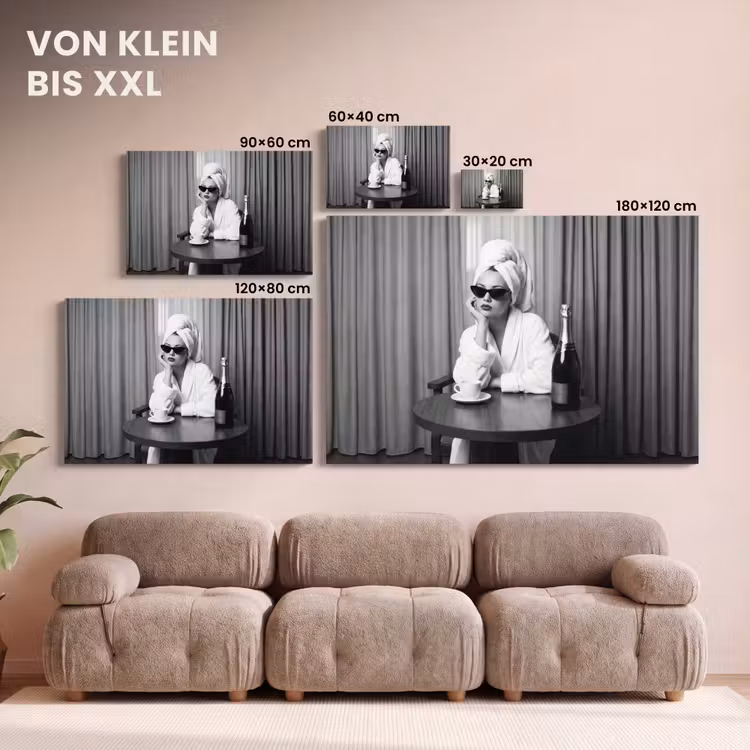 Vrouw - Bubbels - Zwart - Wit canvas 2cm klein -Xsfeer8_DE