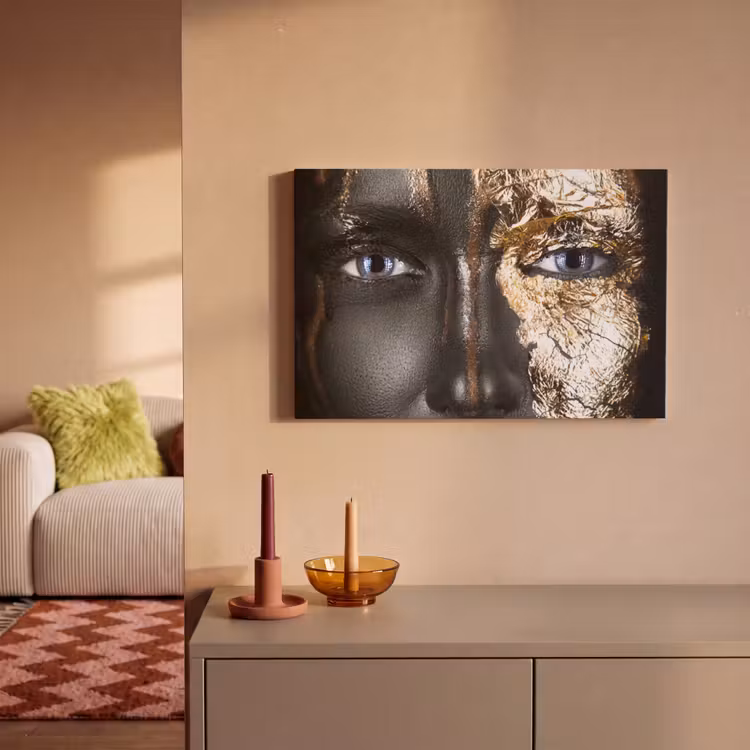 Vrouw - Bladgoud - Zwart - Goud - Luxe canvas 2cm klein -sfeer1