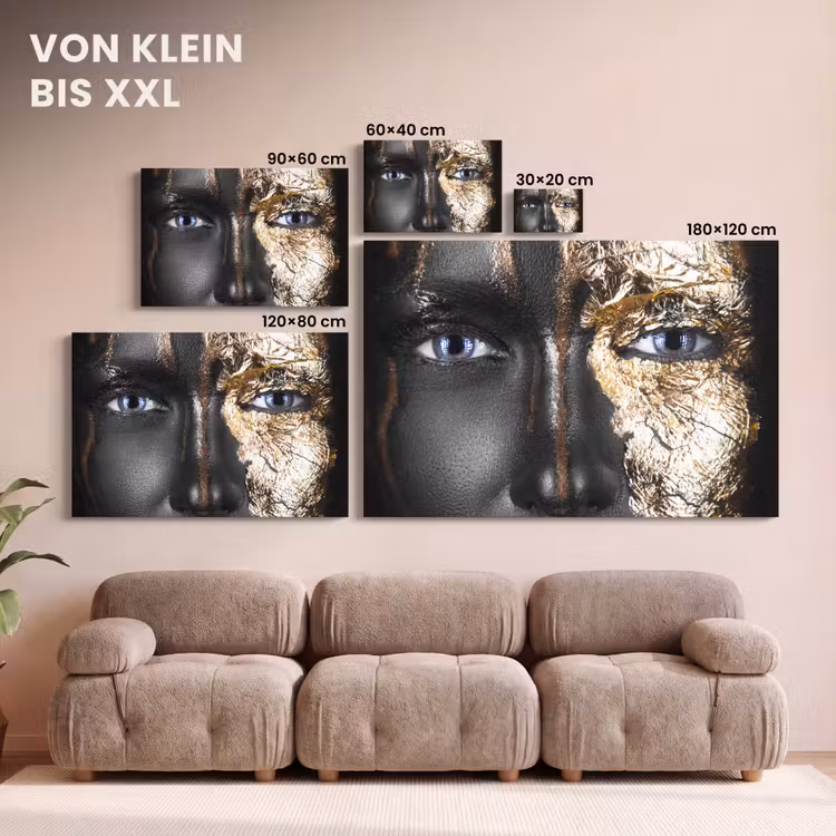 Vrouw - Bladgoud - Zwart - Goud - Luxe canvas 2cm klein -Xsfeer8_DE