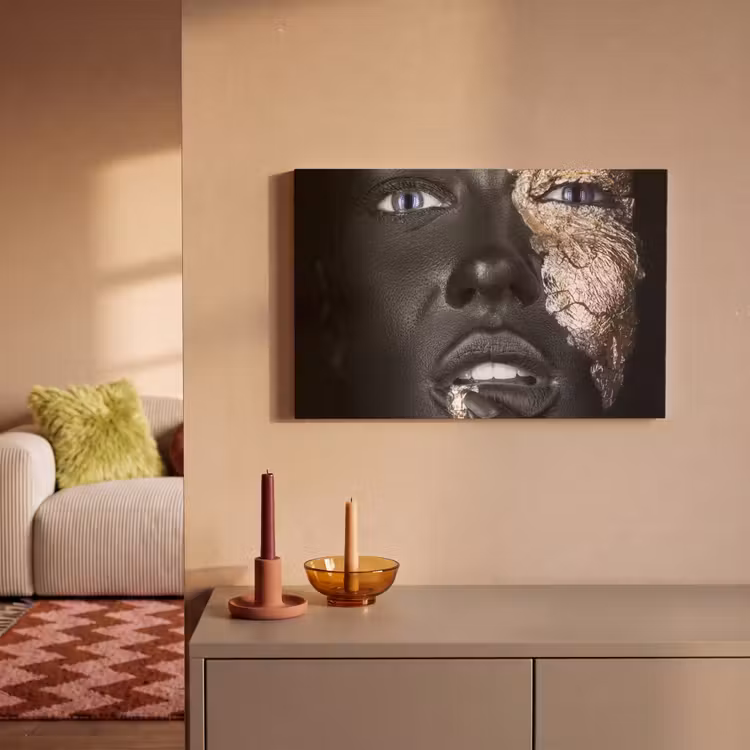 Vrouw - Bladgoud - Zwart - Huid - Luxe canvas 2cm klein -sfeer1