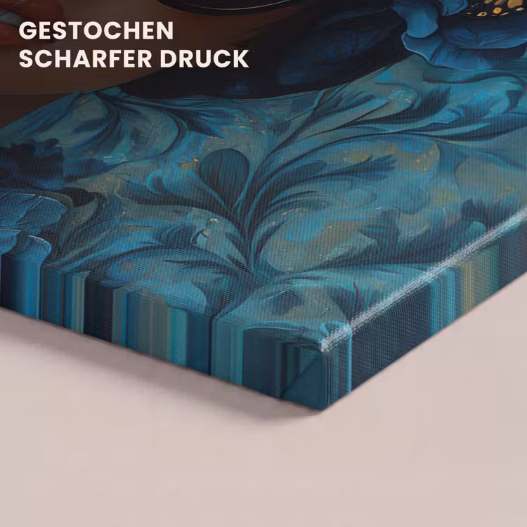 Vrouw - Bloemen - Vlinders - Blauw - Abstract canvas 2cm klein -closeup_print_DE