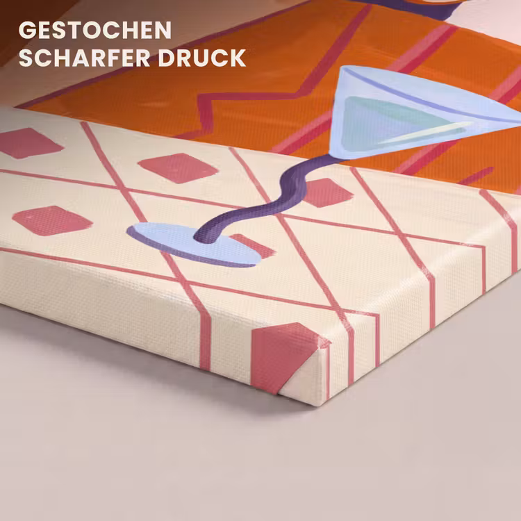 Vrouw - Bril - Cocktail - Illustratie - Modern canvas 2cm klein -closeup_print_DE