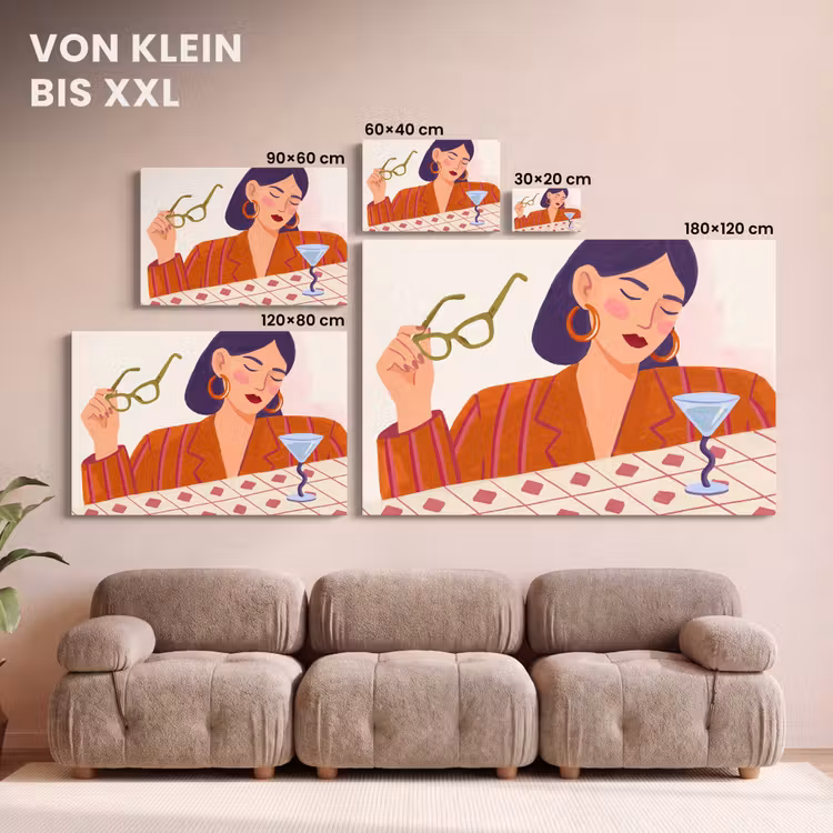 Vrouw - Bril - Cocktail - Illustratie - Modern canvas 2cm klein -Xsfeer8_DE