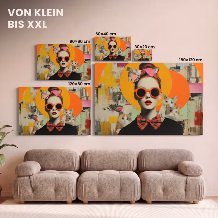 Vrouw - Bril - Strik - Retro canvas 2cm klein -Xsfeer8_DE