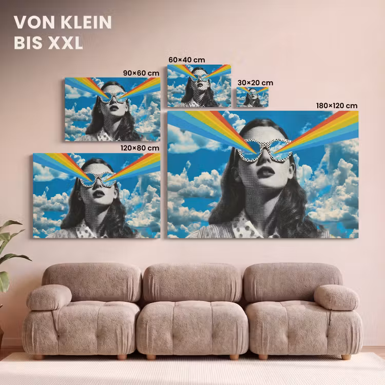 Vrouw - Bril - Regenboog - Wolken canvas 2cm klein -Xsfeer8_DE