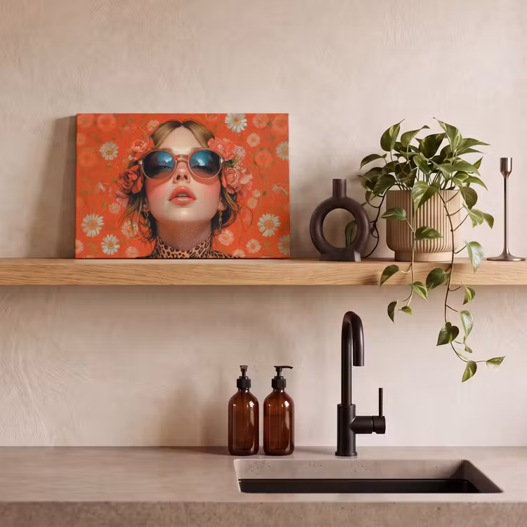 Vrouw - Kleurrijk - Dierenprint - Bloemen canvas 2cm klein -sfeer3