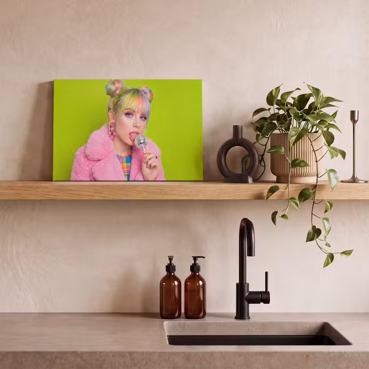 Vrouw - Kleurrijk haar - Pop art - Modern - Levendig canvas 2cm klein -sfeer3