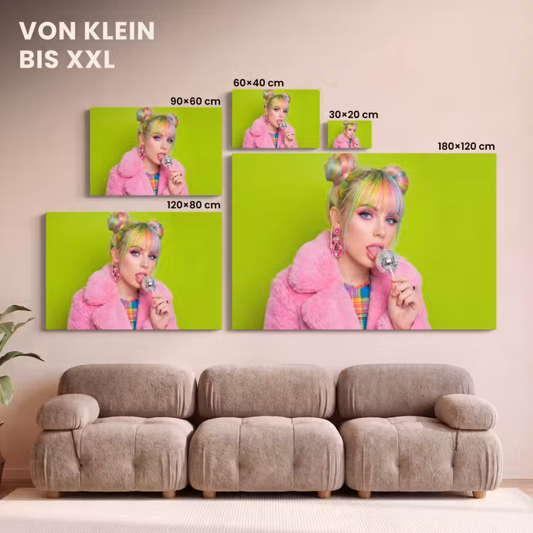 Vrouw - Kleurrijk haar - Pop art - Modern - Levendig canvas 2cm klein -Xsfeer8_DE