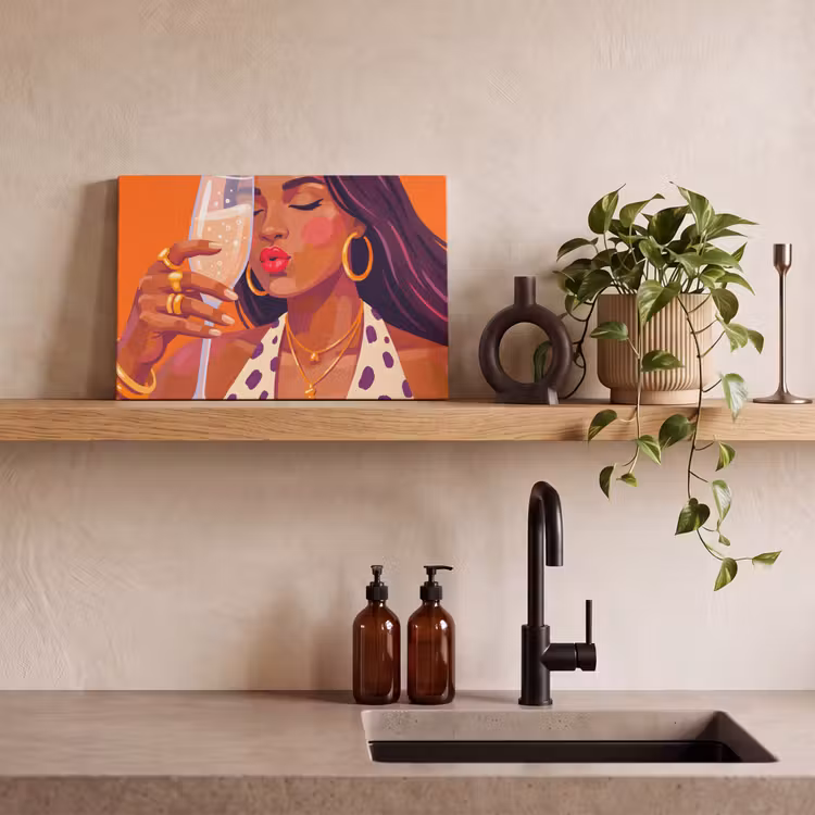 Vrouw - Champagne - Feest - Modern - Oranje canvas 2cm klein -sfeer3
