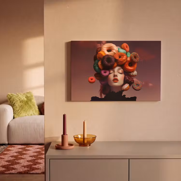 Vrouw - Donuts - Kleurrijk canvas 2cm klein -sfeer1