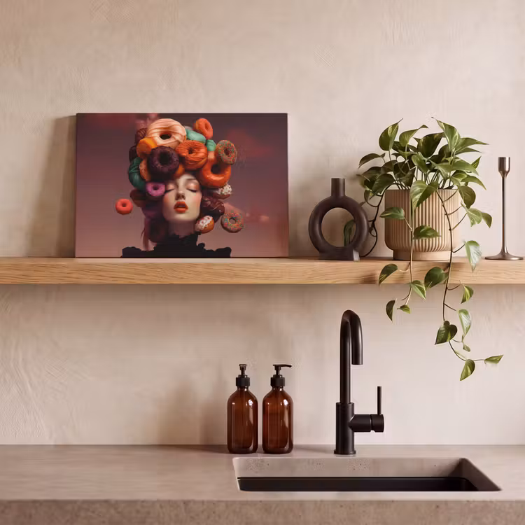 Vrouw - Donuts - Kleurrijk canvas 2cm klein -closeup_print_DE