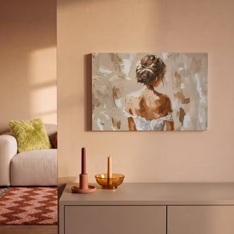 Vrouw - Verf - Abstract - Beige - Modern canvas 2cm klein -sfeer1