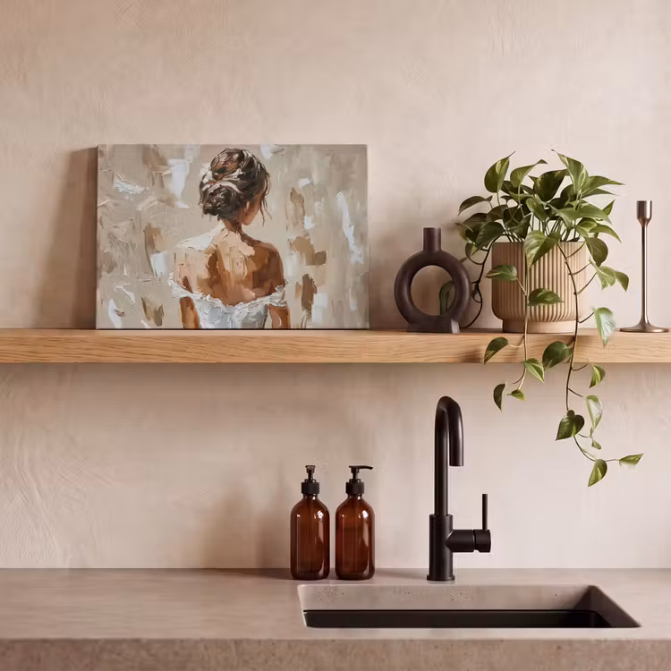 Vrouw - Verf - Abstract - Beige - Modern canvas 2cm klein -sfeer6