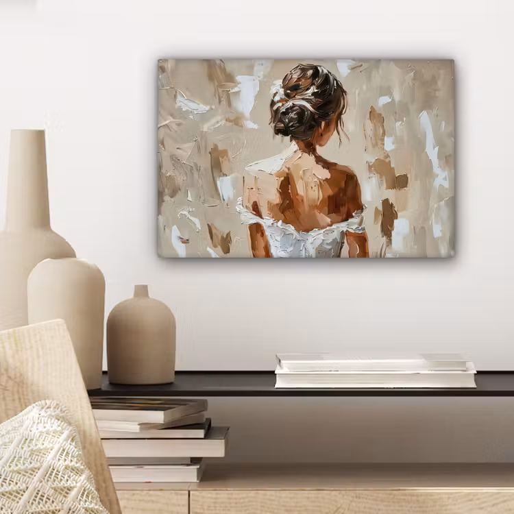 Vrouw - Verf - Abstract - Beige - Modern canvas 2cm klein -closeup_print_DE