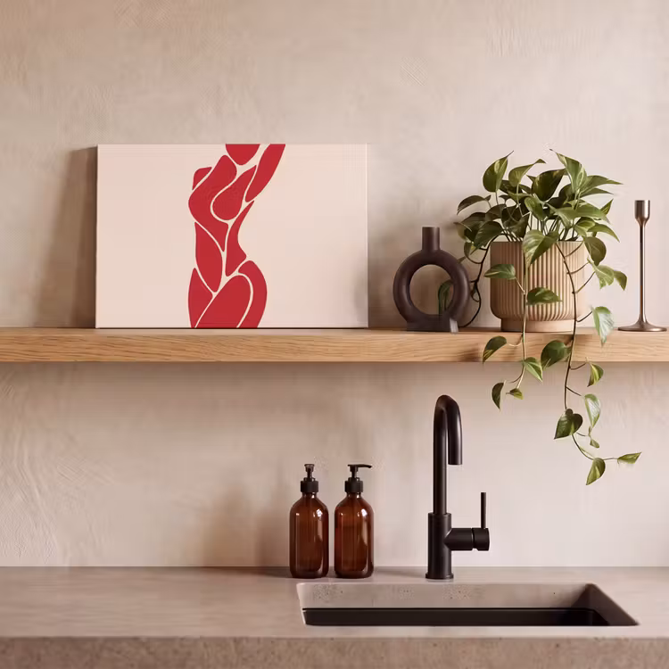Vrouw - Figuur - Abstract - Modern - Rood canvas 2cm klein -sfeer3