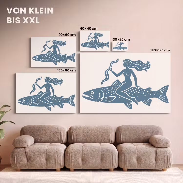 Vrouw - Vis - Fantasie - Abstract - Blauw canvas 2cm klein -Xsfeer8_DE