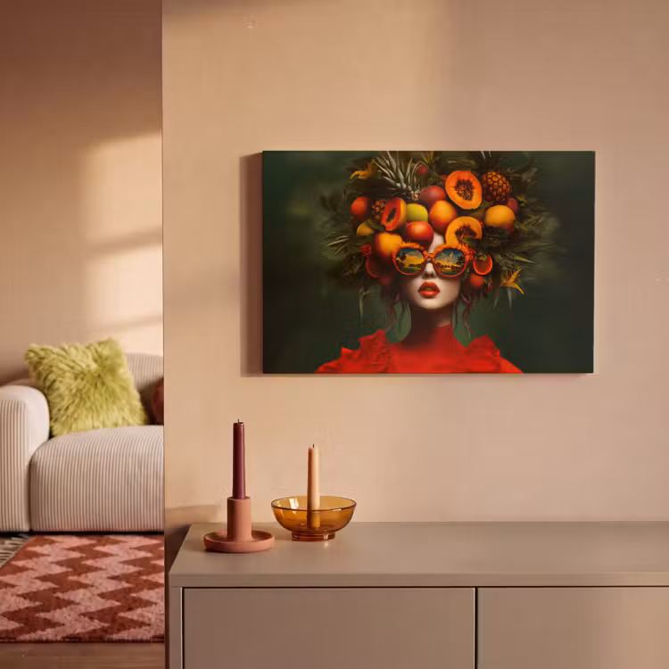 Vrouw - Vruchten - Papaja - Ananas canvas 2cm klein -sfeer1
