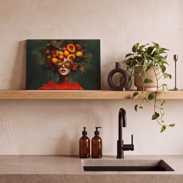 Vrouw - Vruchten - Papaja - Ananas canvas 2cm klein -sfeer3