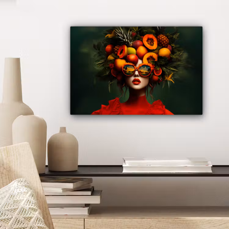 Vrouw - Vruchten - Papaja - Ananas canvas 2cm klein -sfeer6
