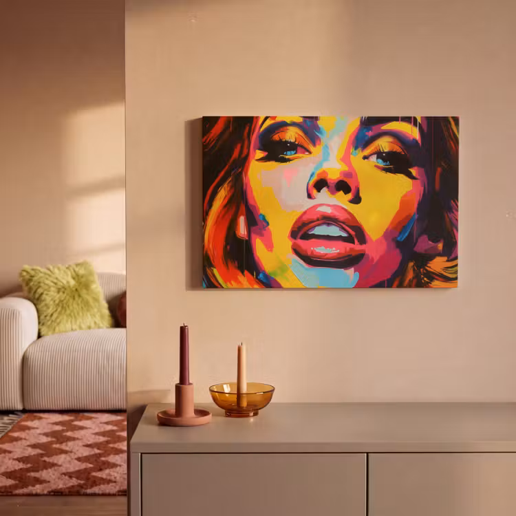 Vrouw - Gezicht - Kleurrijk canvas 2cm klein -sfeer1