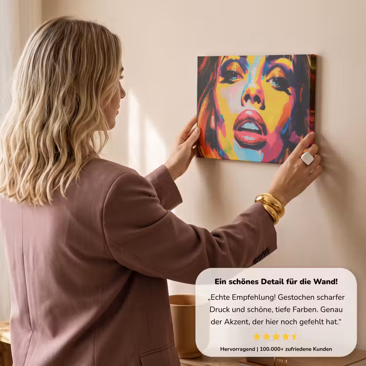 Vrouw - Gezicht - Kleurrijk canvas 2cm klein -sfeer3