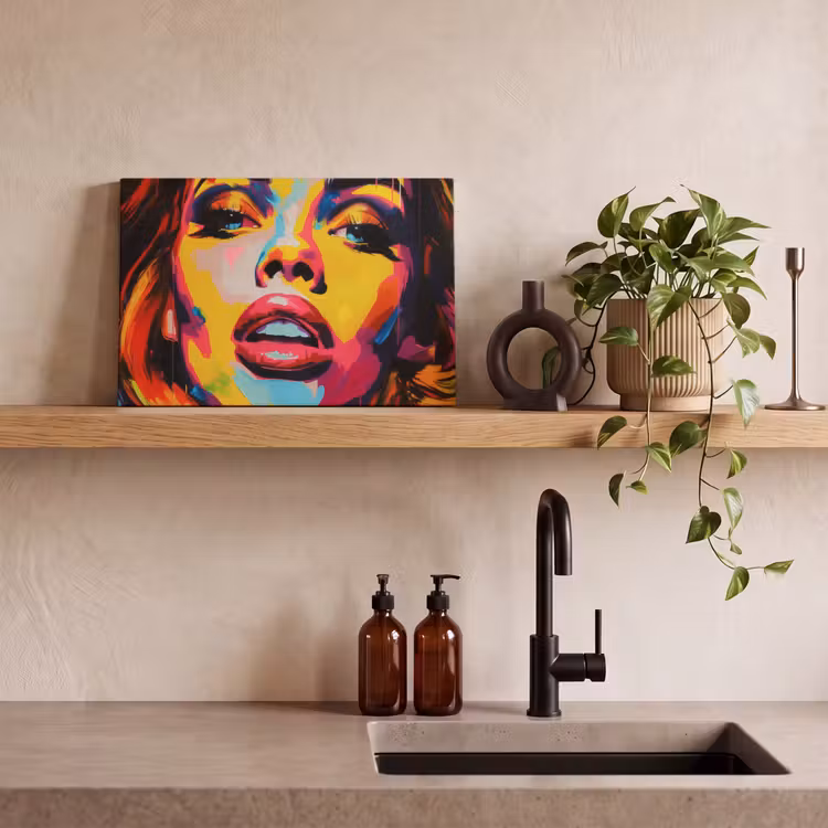 Vrouw - Gezicht - Kleurrijk canvas 2cm klein -sfeer6