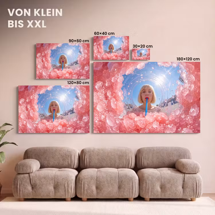 Vrouw - Drank - Zomer - Roze - Blauw canvas 2cm klein -Xsfeer8_DE