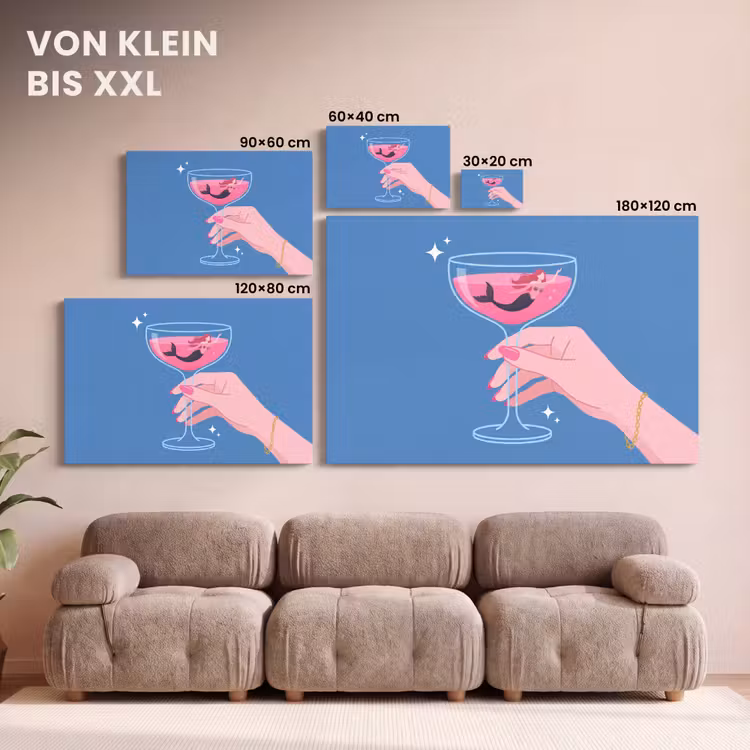 Vrouw - Glas - Abstract - Roze - Blauw canvas 2cm klein -Xsfeer8_DE