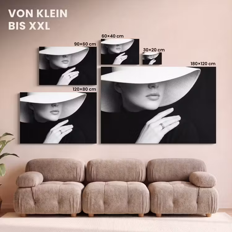 Vrouw - Hoed - Hand - Zwart - Wit - Klassiek canvas 2cm klein -Xsfeer8_DE
