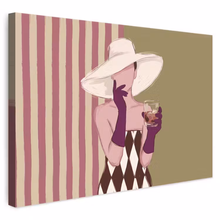Vrouw - Hoed - Mode - Abstract - Kleurrijk canvas 2cm klein -3d