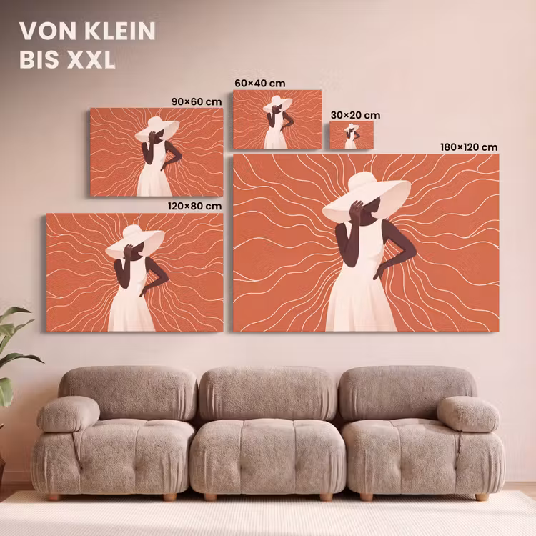 Vrouw - Hoed - Portret - Modern - Beige canvas 2cm klein -Xsfeer8_DE