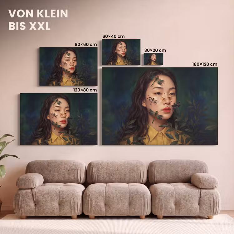 Vrouw - Insecten - Natuur - Portret - Groen canvas 2cm klein -Xsfeer8_DE