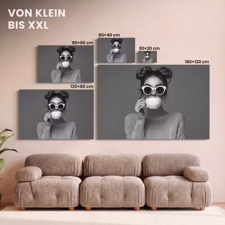 Vrouw - Koffie - Zwart - Wit canvas 2cm klein -Xsfeer8_DE