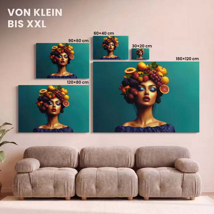 Vrouw - Hoodtooi - Tropisch - Fruit - Druiven canvas 2cm klein -Xsfeer8_DE